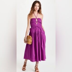 Ulla Johnson Ella Orchid Purple Cotton Halter Cutout Midi Dress